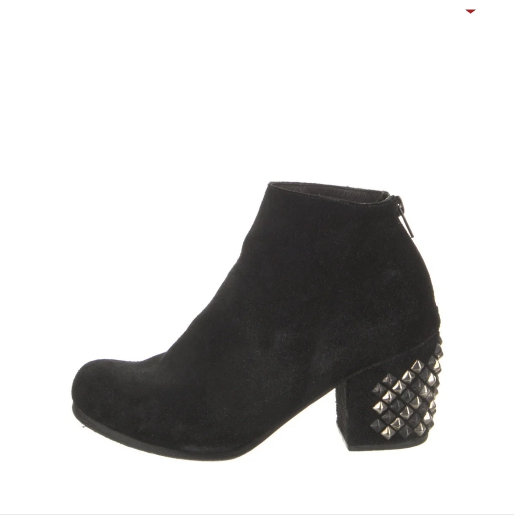 Calleen Cordero Black Suede Ankle Booties With Studded Heel